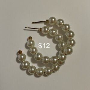 Elegant Pearl Hoop Earrings